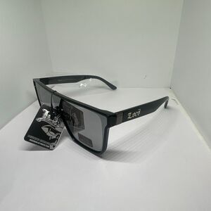 Locs Hardcore Shield Sunglasses Mirrored Lenses Black Frame UV Protection New